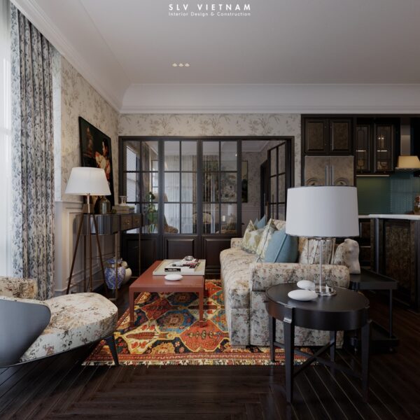 Phòng khách dự án Chinoiseries Apartment - SLV Vietnam