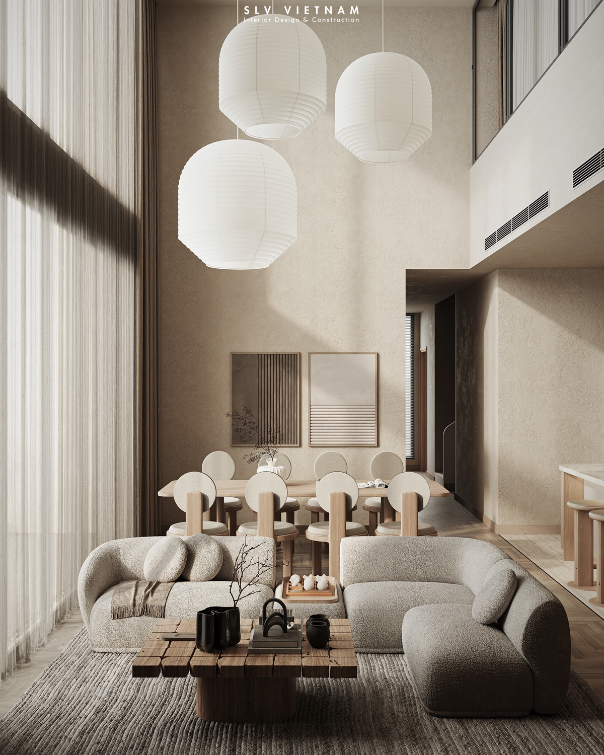 Không gian khách bếp dự án Duplex Wabi Sabi - SLV Vietnam (1)