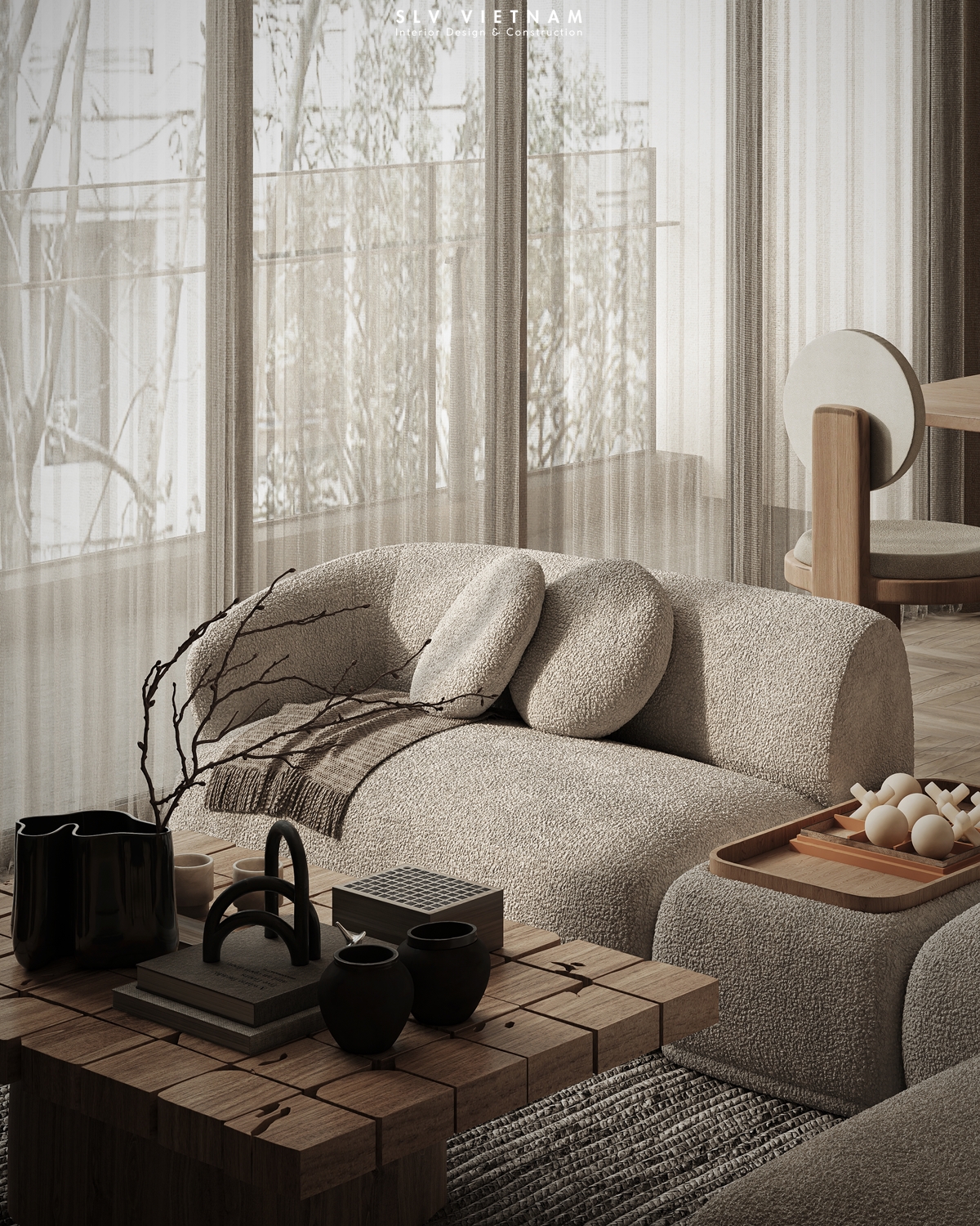 Không gian khách bếp dự án Duplex Wabi Sabi - SLV Vietnam (15)