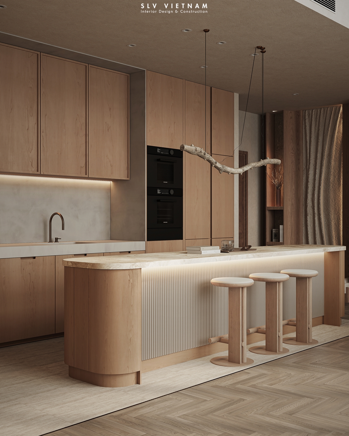 Không gian khách bếp dự án Duplex Wabi Sabi - SLV Vietnam (17)