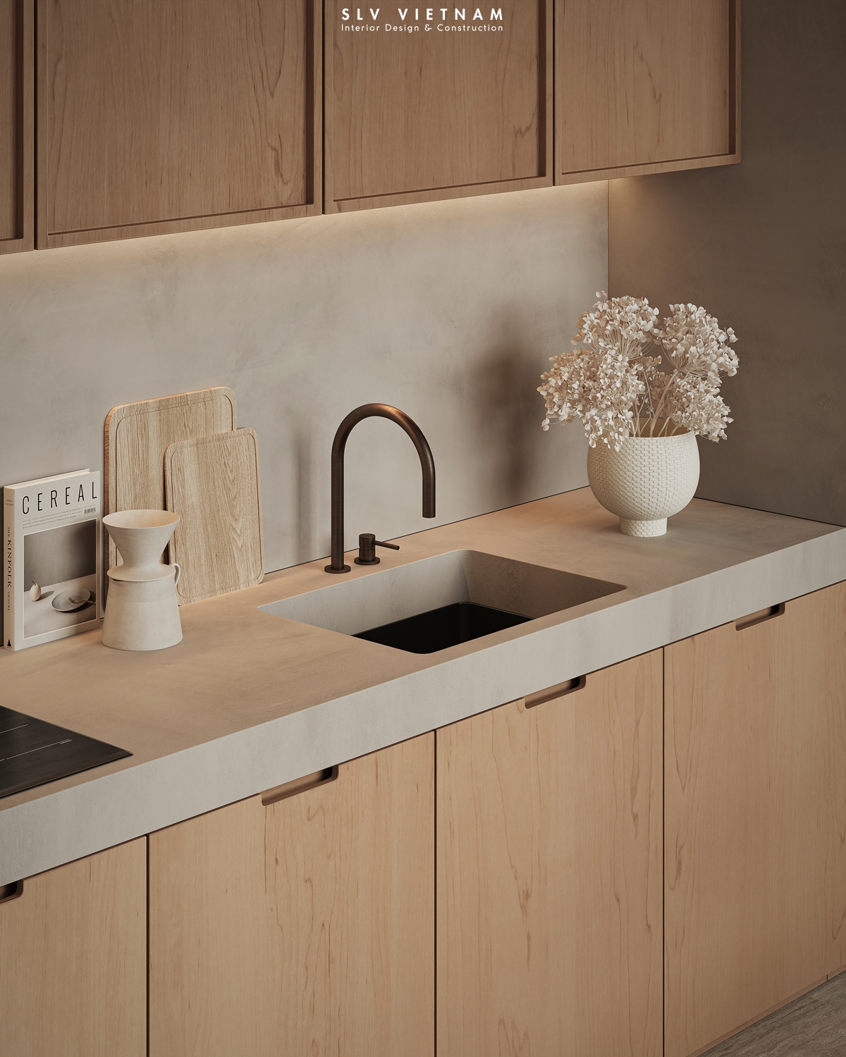 Không gian khách bếp dự án Duplex Wabi Sabi - SLV Vietnam (18)