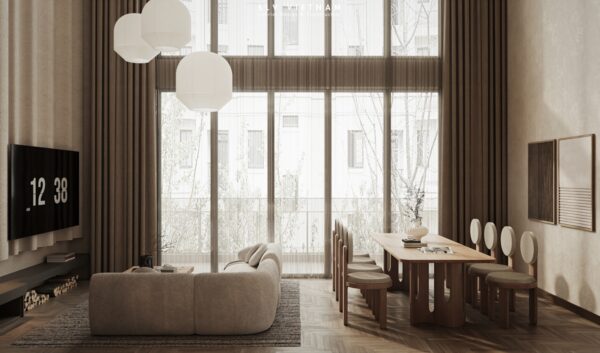 Không gian khách bếp dự án Duplex Wabi Sabi - SLV Vietnam (4)