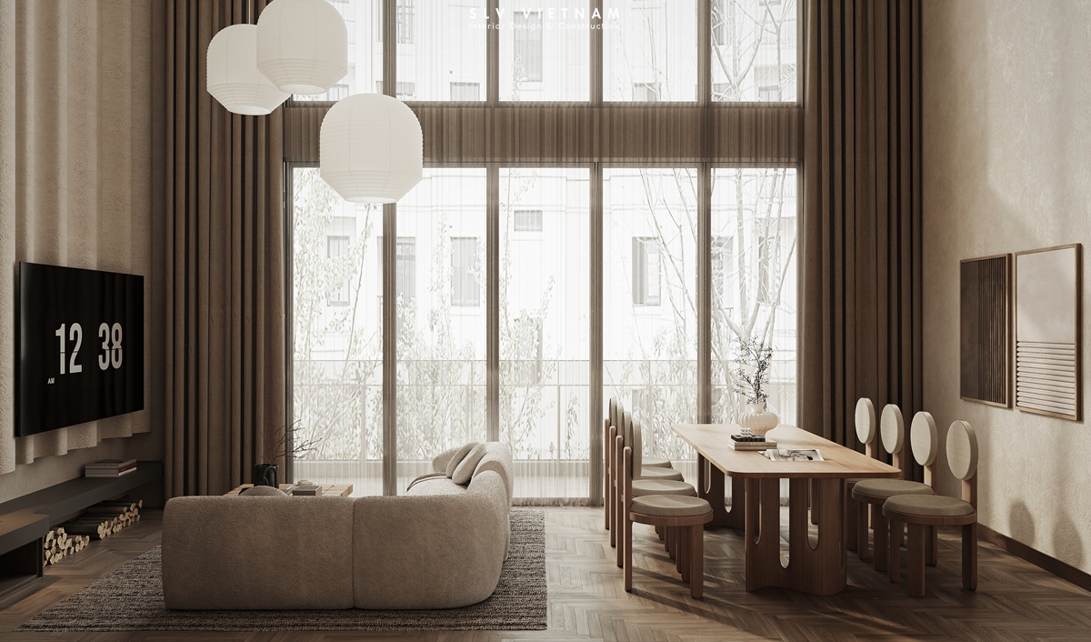 Không gian khách bếp dự án Duplex Wabi Sabi - SLV Vietnam (4)