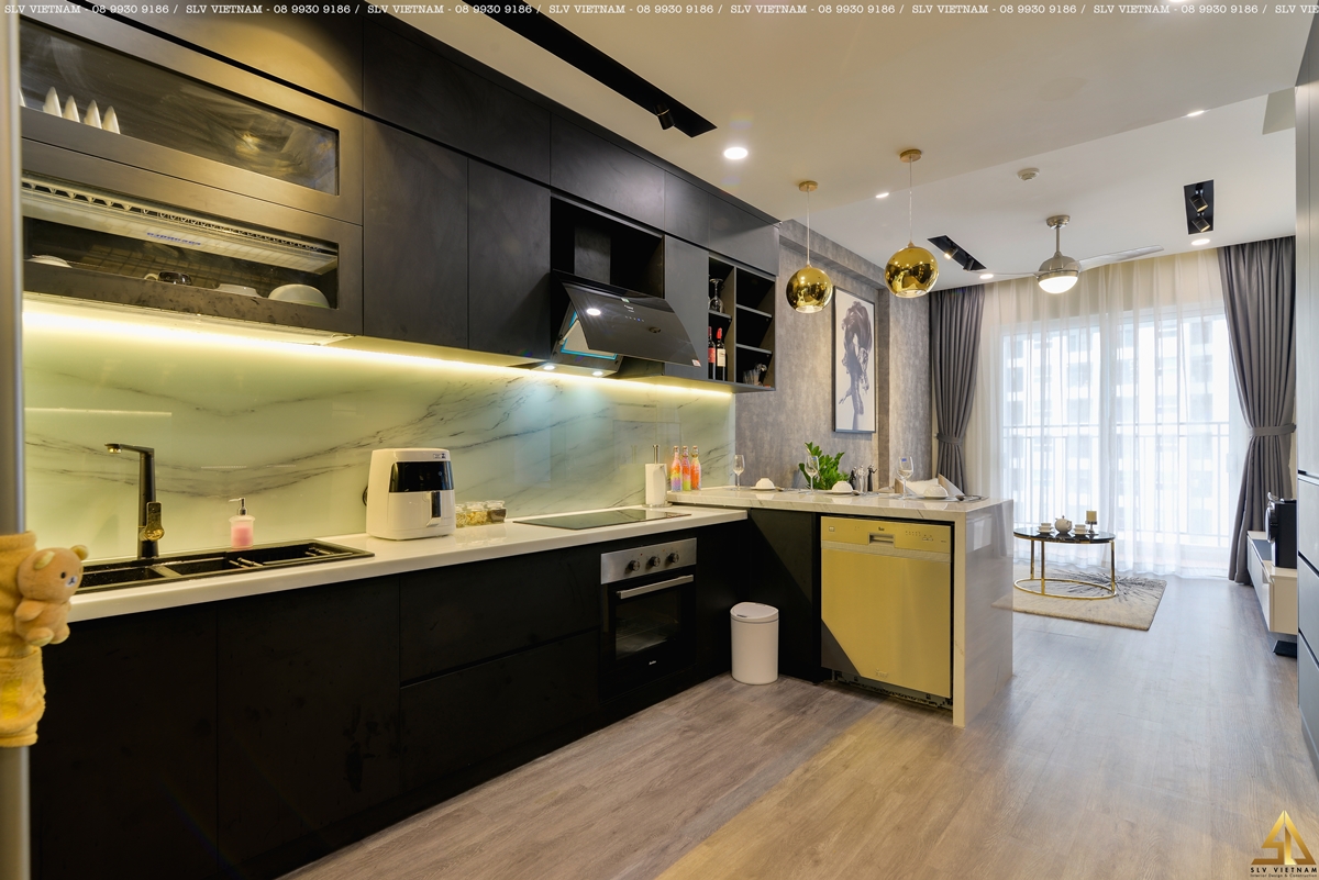 Không gian khách bếp dự án Ms Thảo House - SLV Vietnam 1