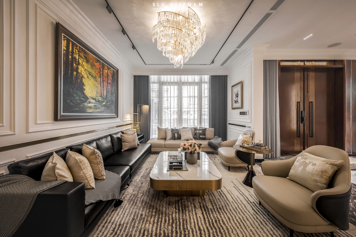 Phòng khách dự án TB Luxury do SLV Vietnam thực hiện