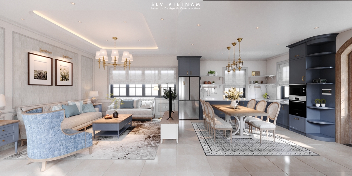 Không gian khách bếp villa the cottage - SLV Vietnam (5)