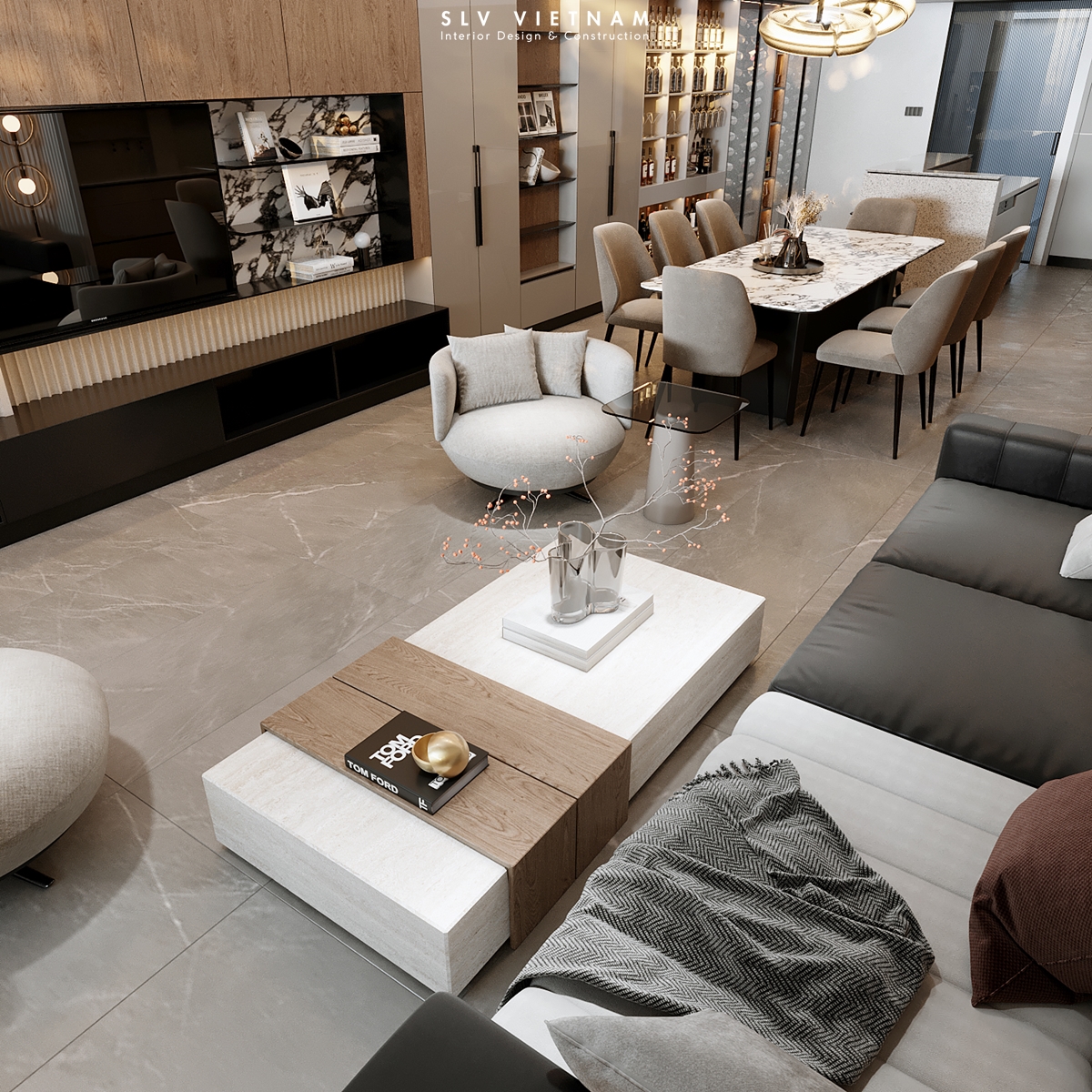 Phòng khách shop house The Oasis - SLV Vietnam (5)