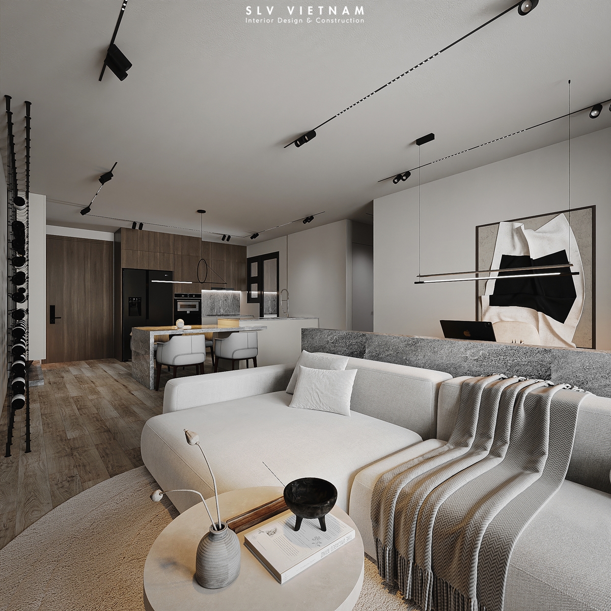 Không gian khách bếp dự án The View Minimalism - SLV Vietnam (4)