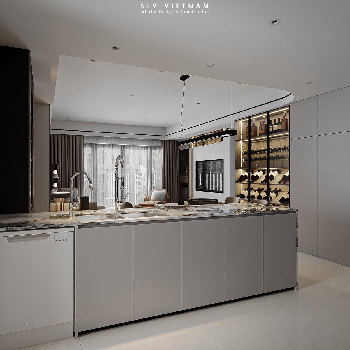 Không gian khách bếp dự án The View Modern - SLV Vietnam (10)