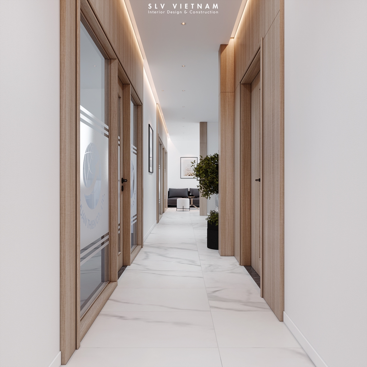 Hành lang tầng 1 dự án Thuan Thien Office - SLV Vietnam (3)