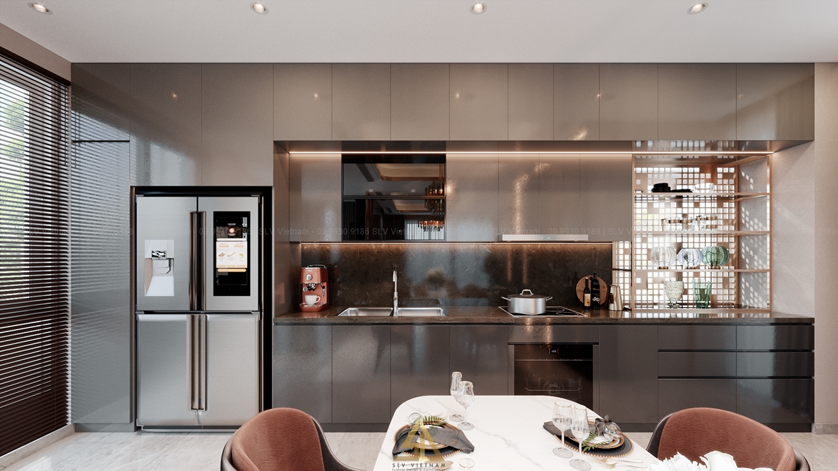 Hệ tủ bếp chữ I tối ưu diện tích (Nguồn ảnh: SLV Vietnam)