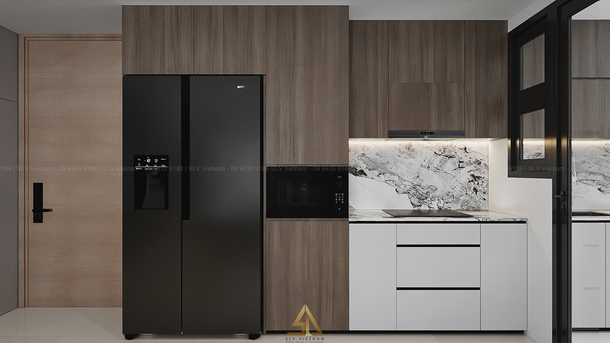 Hệ tủ bếp thiết kế đơn giản tối ưu diện tích (Nguồn ảnh: SLV Vietnam)