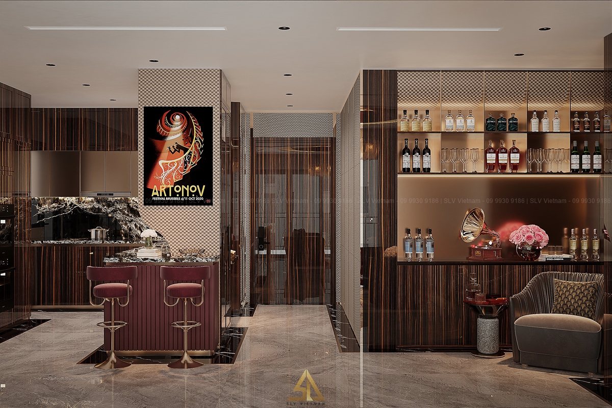 Thiết kế nội thất phòng bếp luxury cho chung cư (Nguồn ảnh: SLV Vietnam)