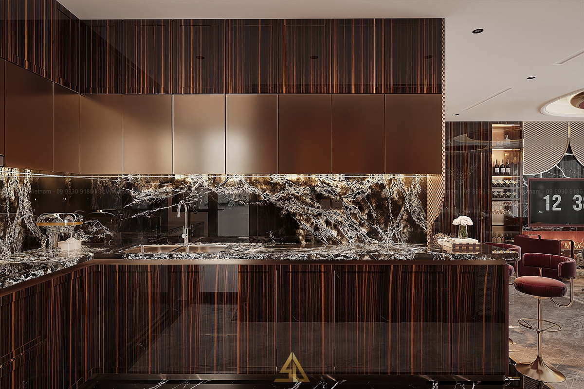 Bề mặt bếp bóng loáng tạo điểm nhấn (Nguồn ảnh: SLV Vietnam)