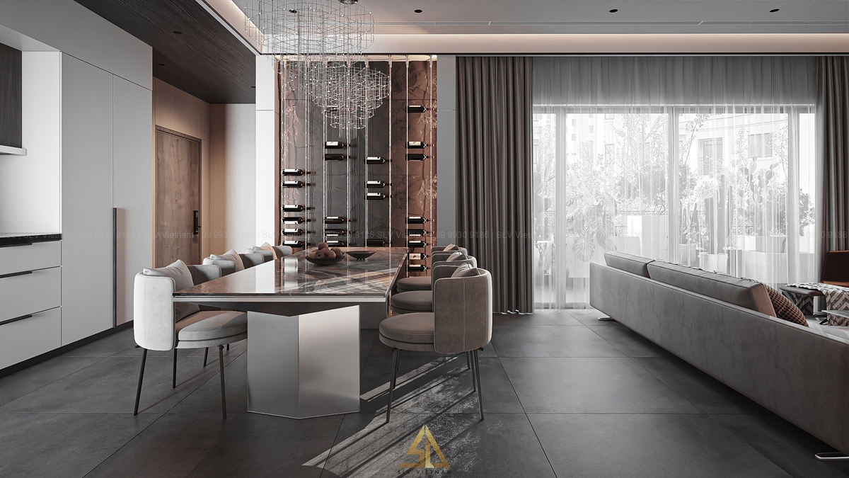 Thiết kế phòng bếp liên kết phòng khách rộng rãi (Nguồn ảnh: SLV Vietnam)